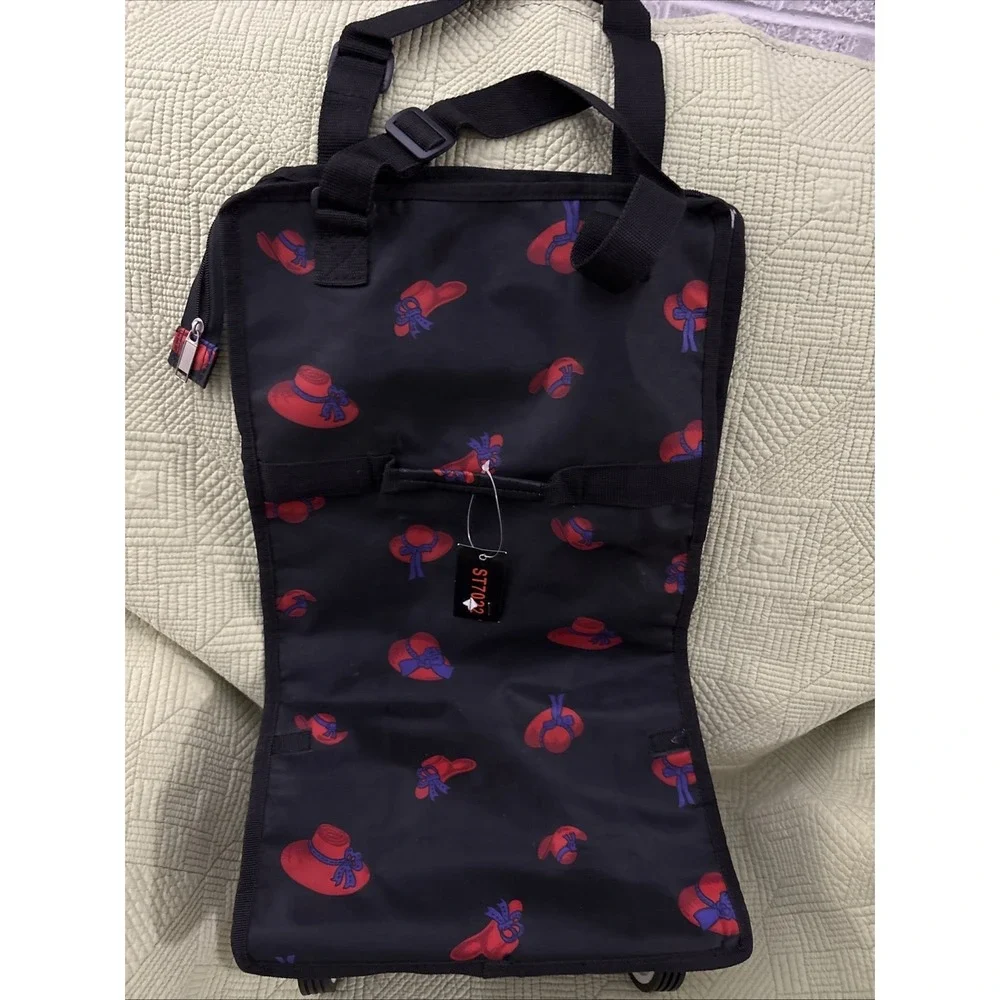 Rolling Shopping Red Hat Society Print Collapsible Cart 2 Handles 18x12x6